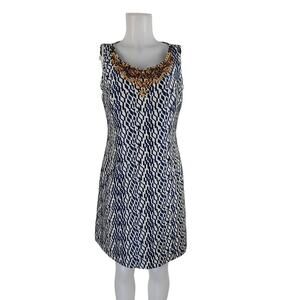 Moulinette Soeurs Scoop Neck, Beaded Chest Knee Length Pockets Dress 12